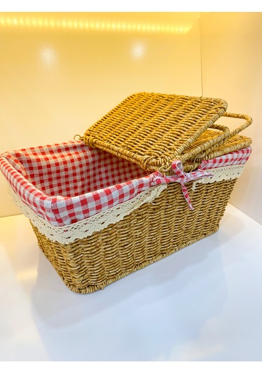 Hasır Piknik Sepeti Sarı