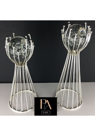 Gümüş G 2'li Ofis Metal Aksesuar Biblo Ev Salon Dekorasyon Obje