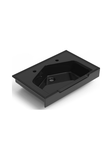 Seramik Kuaför Lavabosu 65 Cm Siyah Erkek Kare Lavabo Siyah