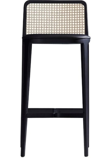 Martha Hazeranlı Ahşap Bar Sandalyesi Siyah