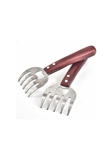 Kangvka Kırmızı 2'li Et Parçacıklı Bbq Çakısı - Ergonomik Ahşap Saplı, Isıya Dayanıklı Paslanmaz Çelik Et Kırıcı Aletleri Çok Renkli