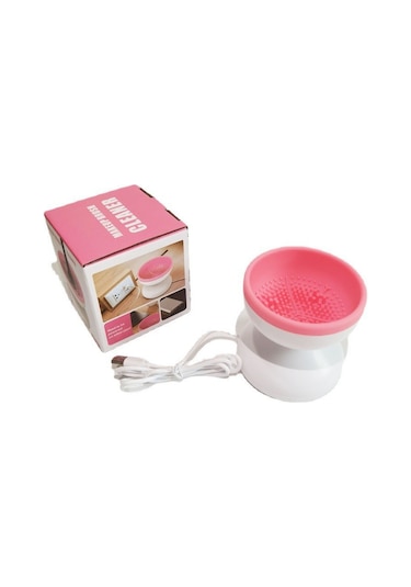 Geeroyoo Elektrikli Makyaj Fırçası Temizleyici - Şarjlı Otomatik Temizleme Aleti - Pembe Renkli Pratik Makyaj Aracı