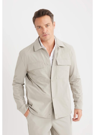 DeFacto Regular Fit Polo Yaka Çıtçıt Kapamalı Cepli Teknik Gömlek Ceket B7396AX25SPGR323 DeFacto Regular Fit Polo Yaka Çıtçıt Kapamalı Cepli Teknik Gömlek Ceket B7396AX25SPGR323
