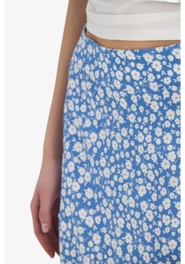 DeFacto A Kesim Çiçek Desenli Yüksek Bel Yırtmaçlı Midi Etek F0526AX25SPBE515