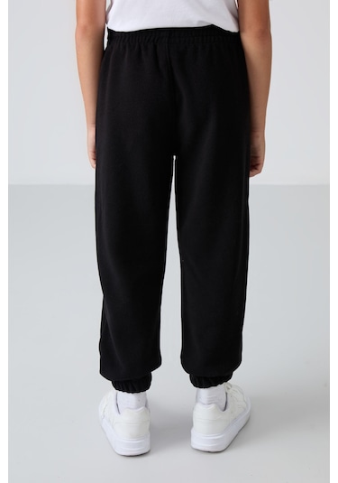 Tommy Life Siyah Kalın Yumuşak Dokulu Standart Fit Nakışlı Polar Erkek Çocuk Eşofman Alt - 11220 Siyah