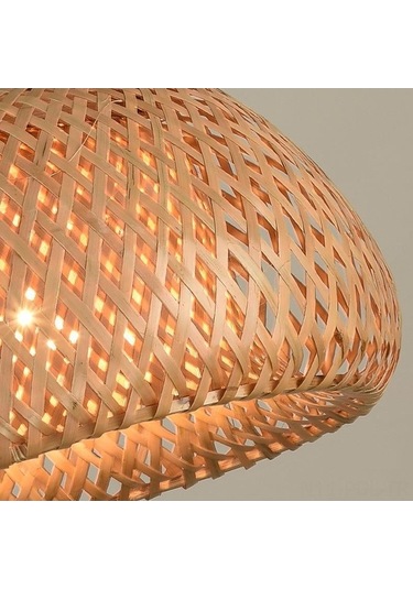 Opulentliving Restoran Cafe Bahçe İçin 30cm Bambü Teneke Avize - 12w Led, Siyah Taban, Kablolu, Doğa Stili Haki