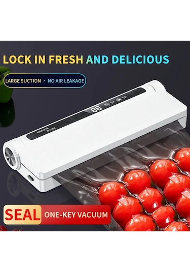 Honeybeeshop Beyaz Gıda Koruma Kompakt Otomatik Vakum Kapama Makinesi Kucuk Ev Kullanimi Guclu Emis Teknolojisi Taze Kalma
