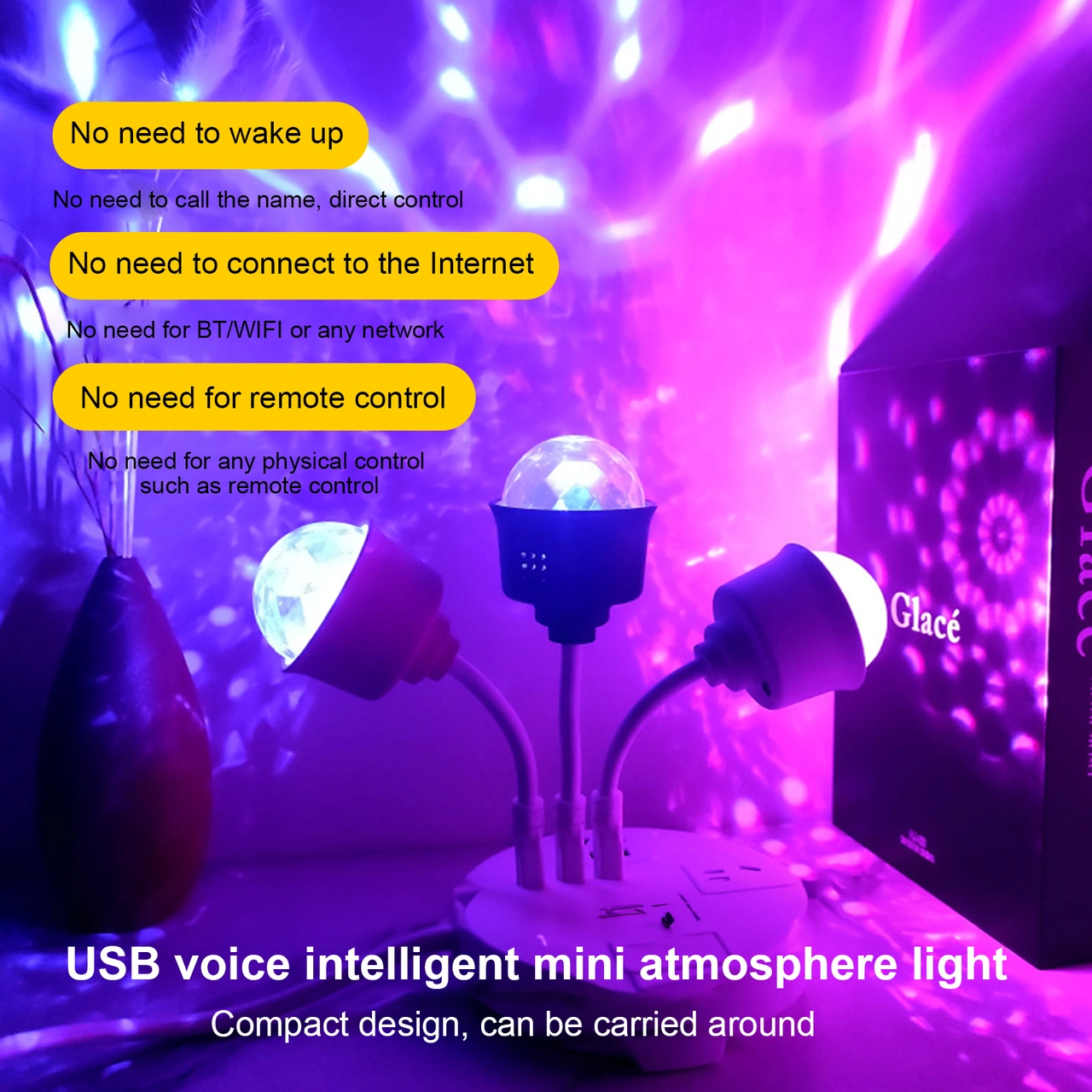 Folinda Rgbw Led Ses Ve Müzik Ritmi Işığı - Renk Değiştirilebilir, Ses Kontrollü, Esnek Halka, Odalar Ve Festivaller İçin Dekoratif Işık Siyah Siyah