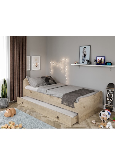 Kznhome Selen Yavrulu Karyola Meşe - Tamamı 1. Kalite Mdf