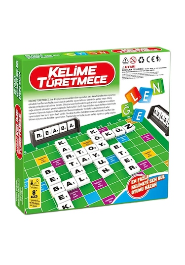 Ahşap Kelime Türetme Oyunu - Ahşap Kelime Türetmece 29x29cm