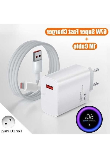 Supermarket1 67w Hızlı Şarj Cihazı, 1 Metre Eu Kabloyla Eu Charger 1m Cable