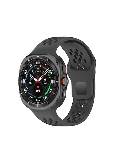 Galaxy Uyumlu Watch Ultra 47mm Hgea Krd-119 Delikli Tasarım Silikon Kordon-siyah