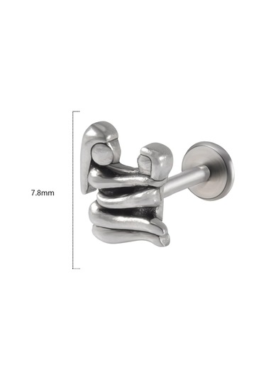 Dreamlee Cerrahi Çelik Yılan Kulak Piercingi - Tragus Ve Kıkırdak Piercing Takısı - Buda Heykeli Labretnonewhıte Pembe