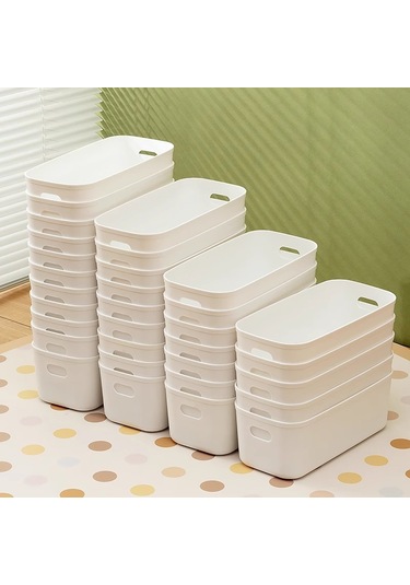 Çeşitli Saklama Kutusu Büyük Çekmece Bölme Masaüstü Aperatifler Telefon Kılıfı Bitirme Sepet Mutfak Saklama Kutusu 10 Paket Bej