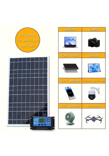 Elmpaly Rv Güneş Panel Kiti 12v 24v Çoklu Çıkış Şarj Kontrol Cihazlı Taşınabilir