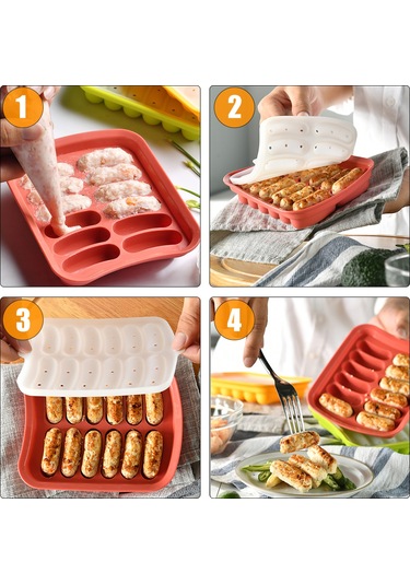 Yaleker Silikon Sosis Kalıbı - Fırın Ve Mikrodalga İçin Yapışmaz, Çocuklar İçin Sağlıklı Sosis Yapma Aparatı Diğer