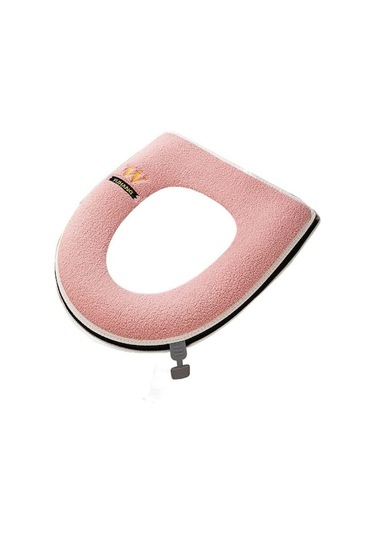 Novahub Kalın Peluş Klozet Kapağı Kolu Tuvalet Pedi Evrensel Closestool Mat Kış Pembe Pembe