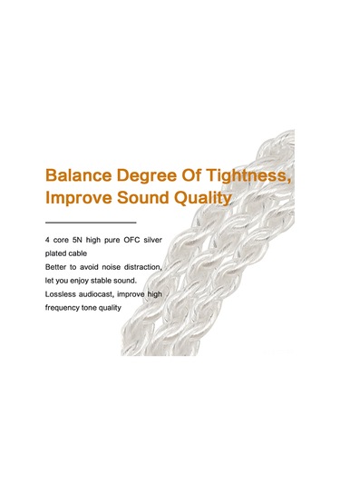 Skycity Jcally Lt4c100 5n Oksijensiz Bakır Gümüş Kaplı Kulaklık Upgrade Kablosu, Type-c, 3 Tuşlu, Hıfı Ses, 0.75/0.78/mmcx Uçları, Gümüş