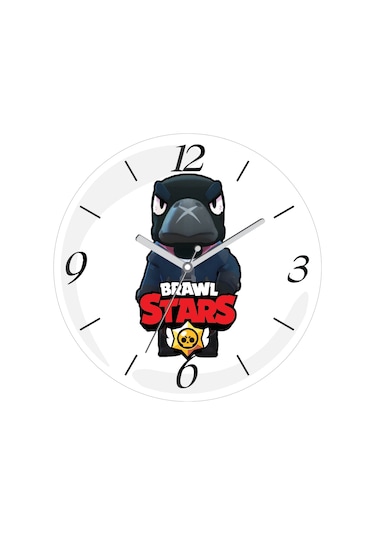Brawl Stars Crow Sessiz Akar Bombeli Gerçek Cam Duvar Saati Çok Renkli