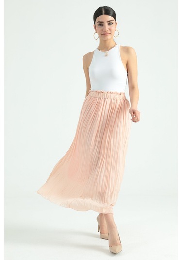Modaplaza Kadın Şifon Etek- Pudra 33113697PUDRA Pudra