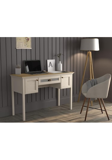 Valena Çalışma Masası 2 Dolap 1 Çekmeceli Panjur Kapaklı Mdf Profil Ayaklı 132 Cm Kahverengi