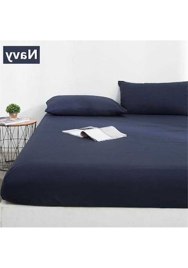 Novahub Lacivert Derin Cep Yatak Çarşaf, Su Geçirmez Yastık Topper, Elastik Bantlı, 200x200cm, %100 Polyester Lacivert