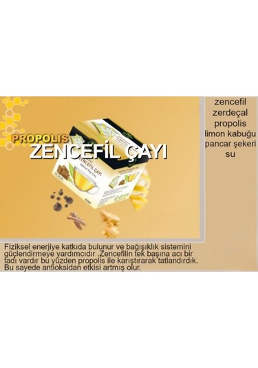 Sargılı Propolisli Zencefil Çayı 100 Gr 20 adet Doğal Bitkisel Gl