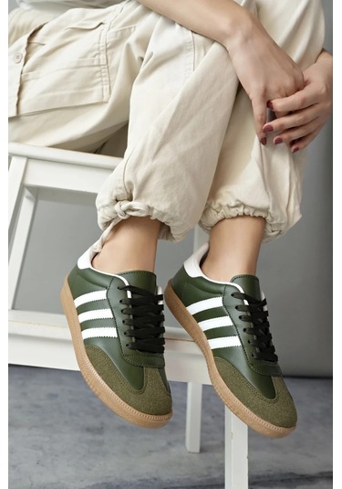 Muggo Jabbar Unisex Ortopedik Günlük Garantili Bağcıklı Yürüyüş Koşu Sneaker Spor Ayakkabı Haki