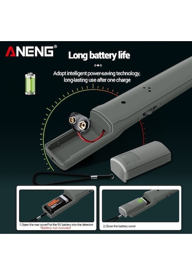 Besthome1 Aneng Taşınabilir Metal Dedektörü - 180 Katlanabilir Başlık, Işık Ses Uyarılı, Havaalanı İçin