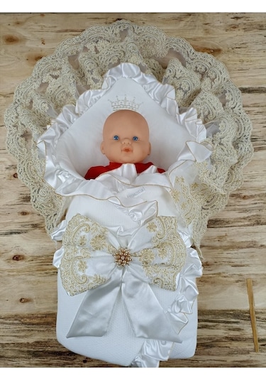 Sahra Soylu Rose Bebek Kundağı Unisex Bebek Dış Kundak Battaniyesi Hastane Çıkışı Kundak Battaniye Altın