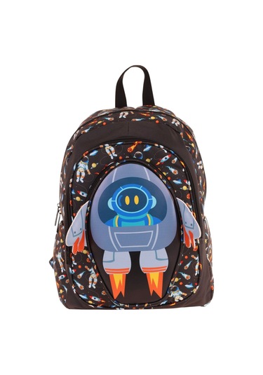 Kaukko Kids Üç Gözlü Erkek Çocuk Okul Sırt Çantası 3d Roket Detaylı - L5264 Siyah