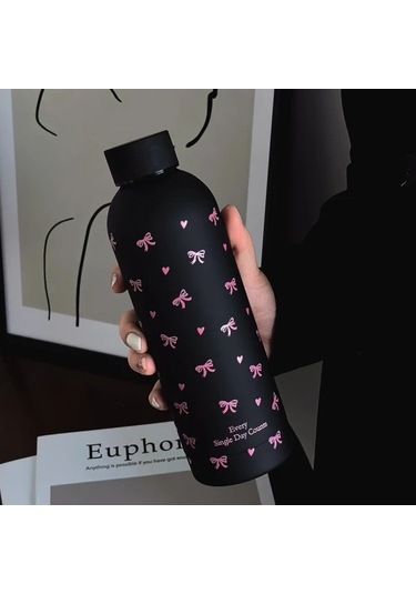 Trendooze Temiz Pembe Kurdeleli 17 Oz Paslanmaz Celik Termos Sıcak Soguk Içicekler Seyahat Spor Gaojunshop01 Desenli Paslanmaz Pembe