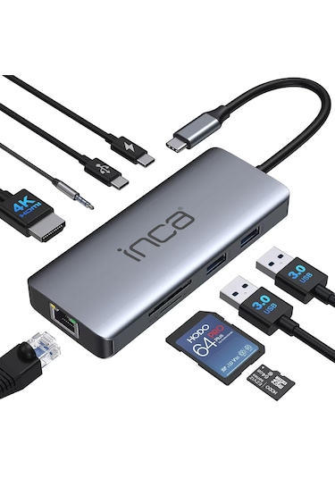 Inca Itpc-10tx Type-c Hub + Hdmı 4k 60hz+ethernet Rj45 1000mbps+2