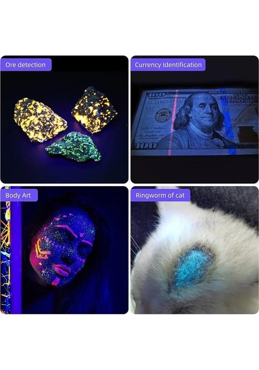 Mso Profesyonel 20watt Uv 365nm Değerli Taş Type-c Led Fener Siyah