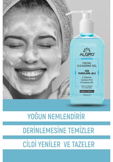 Algro Kuru ve Hassas Ciltler İçin Yüz Temizleme Jeli 250 ML