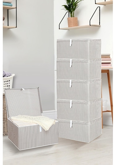 4 Adet Kapaklı Kutu Hurç Maxi Boy 50*40*30* Çok Amaçlı Kutu Hurç Gri