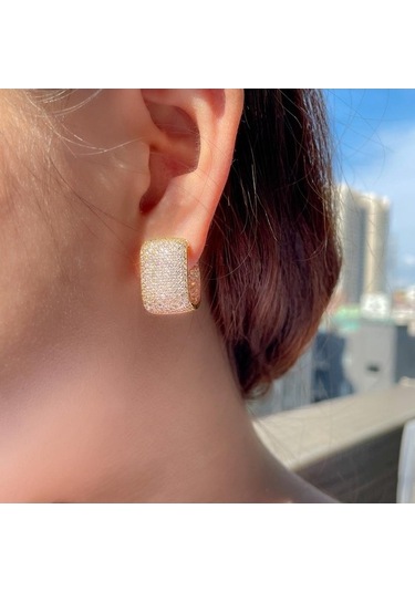 Novahub Altın Wwj Küpik Küpe Seti, 500 Adet Kübik Zirkonya, Kadın Altın Gümüş Küpe Altın