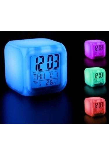 Küp Renk Değiştiren Masa Saati