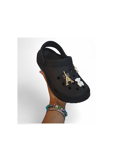 Fiyra 3009 Siyah Crks Taşlı Havuz Plaj Günlük Bayan Terlik Siyah