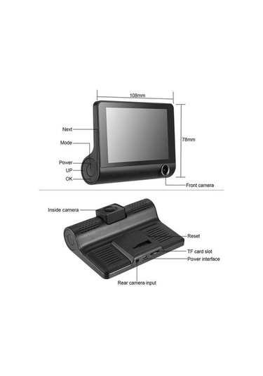 Joyjadehub Araba Dvr Dashcam Dash Kamera Hd Ekran 1080p 3 Lensli