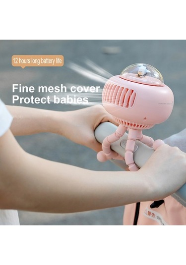 Cacaobebek Arabaları Için Usb Mini Şarj Edilebilir Fan C Tipi El Fanlı Kullanışlı Bladeless Turbo Fan 1200mah 6099 Pembe