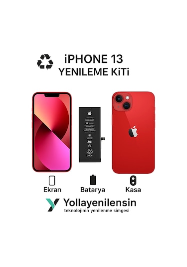 Apple Uyumlu iPhone 13 Kiti Ekran + Batarya + Arka Kasa Model , Yüksek Kalite Parçalar