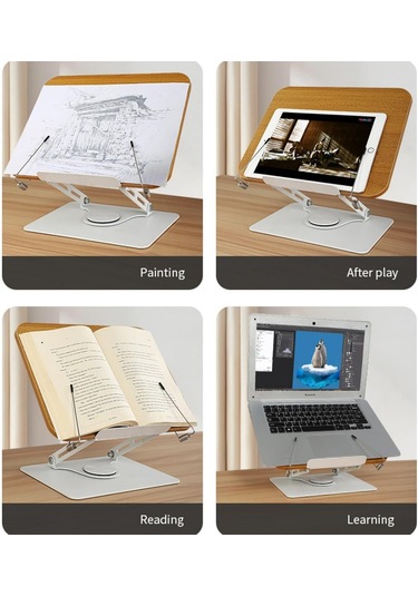 Ayarlanabilir Döner Okuma Standı, 360 Döner, Katlanabilir Tasarım, Ergonomik Yükseklik Ayarı, Okuma, Dizüstü Bilgisayar, Çizim Ve Çalışma