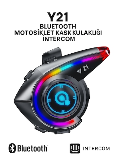 Y21 Bluetooth Motosiklet Kask Kulaklığı Led Işıklı İntercom