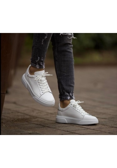 Taşpınar %100 Hakiki Deri Ortopedik Yazlık Hafif Erkek Rahat Günlük Sneaker 38-47 Beyaz