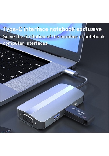 Byl-2106 7'si 1 Arada Usb-c / Type-c - Usb Yerleştirme İstasyonu Hub Adaptörü Gümüş