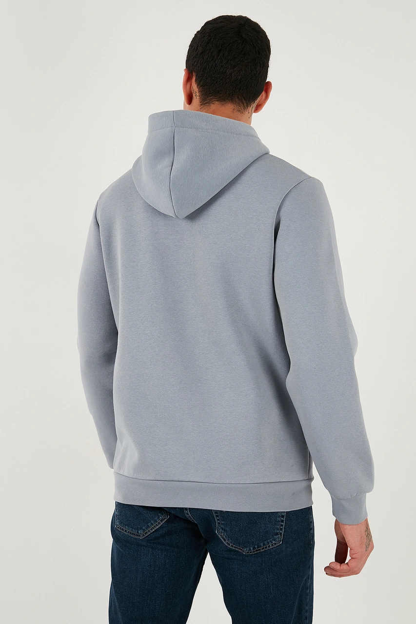 Buratti Regular Fit Kapüşonlu Kanguru Cepli Içi Tüylü Yumuşak Şardonlu Erkek Sweat 5905281 Açık Gri