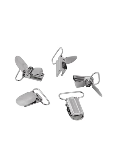 Fosenze 10 Adet Metal Emzik Klembi Seti - 25mm Gümüş Rengi, Dayanıklı Demir, Güçlü Tutma, Askı Ve Kıyafet Dıy Aksesuarı