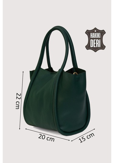 Hakiki Deri Kadın Organizerlı El Çantası Yeşil Smr9206-2 Yeşil