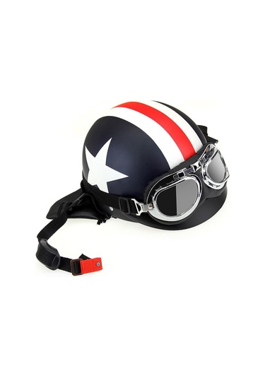 Yarım Açık Yüz Motosiklet Kaskı Gözlük, Vizör, Şal, Biker Scooter Tur Kaskı